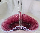 Fenton PLUM HOBNAIL OPALESCENT 12" Basket with foil label