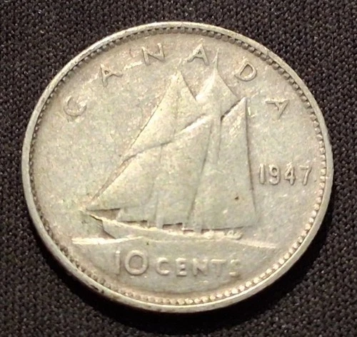 1947 Canada 10 Cents - No Maple Leaf