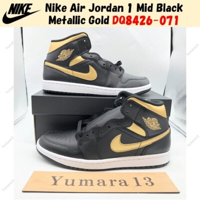 Nike Air Jordan 1 Mid Black Metallic Gold DQ8426-071 Herren Gr.