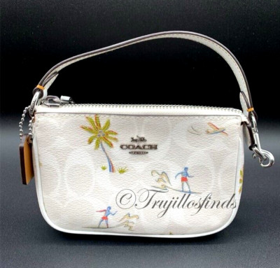 Coach Signature Chalk Glacier White Nolita 15 Wristlet CK385 New
