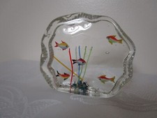 Vintage Murano Style Art Glass Fish Aquarium Paperweight Five Fish Sculpture VG