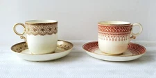 Pair of Royal Worcester Victorian Demitasse Cups and Saucers