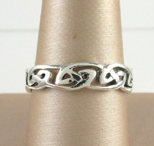 .925 Sterling Silver Celtic Knot Ring Band Open Work size 9