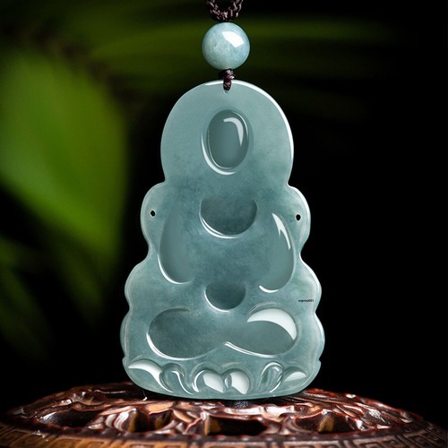 Natural Grade A Jade Jadeite Men Women Craved Lucky Guanyin Buddha Pendant - Picture 3 of 13