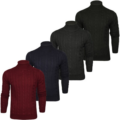 Xact Mens Roll Neck Cable Knit Jumper