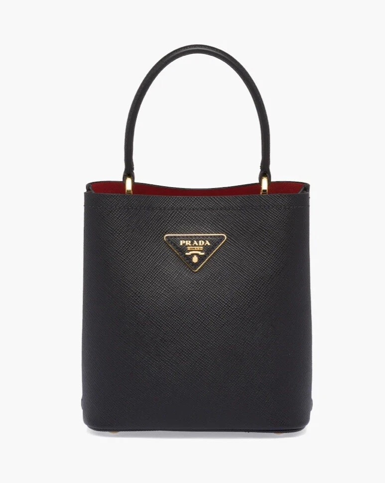 Prada Small Saffiano Leather Prada Panier Bag Powder Black | eBay