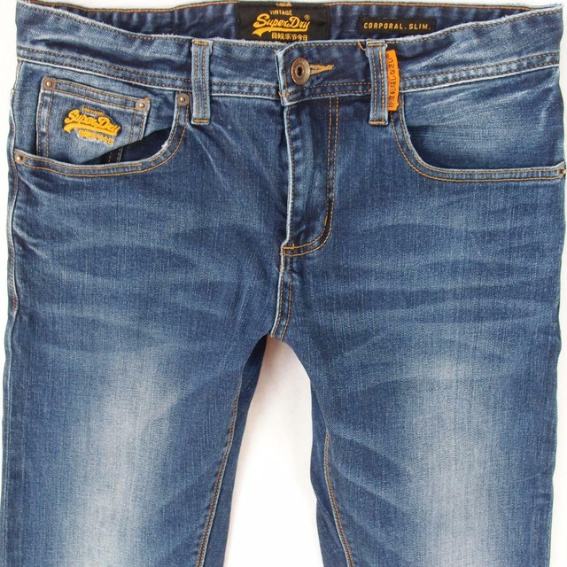Mens SuperDry CORPORAL SLIM Stretch Slim Straight Blue Jeans W32 L32 | eBay