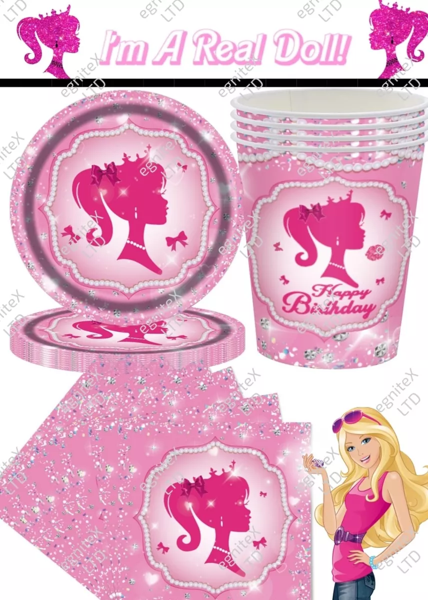 BARBIE Doll Birthday Decorations Party Supplies Tableware Set
