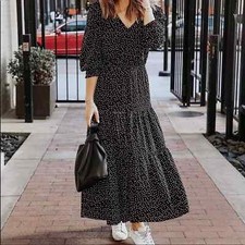 NWT NEW Somewherelately Polka Dot Maxi Dress From The Drop Size XS