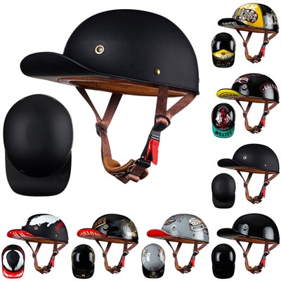 DOT Retro Motorcycle Helmet Open Face Scooter Baseball Cap Moped Jet Half Helmet