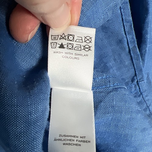Camisa Charles Tyrwhitt Hombres Talla 3XL Azul Calce Clásico 100% Lino Manga Larga Botones - Imagen 5 de 7