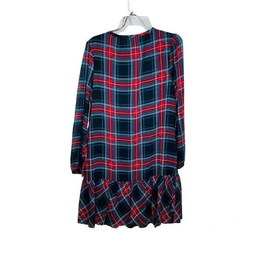 Draper James Tiered Dress Women S Red Tartan Plaid Long Sleeve Lined New Holiday - Picture 3 of 10