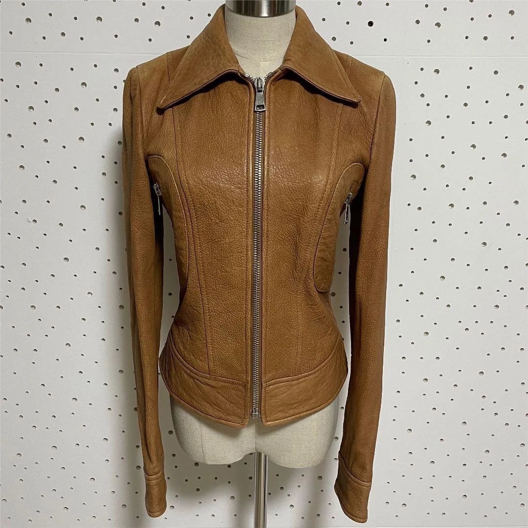 Dolce & Gabbana Lambskin Leather Jacket 36 Camel Authentic Women Used from  Japan