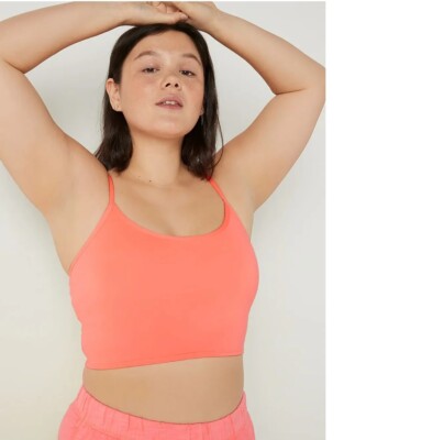 VS PINK Ultimate Lightly Lined Twist Back Neon Coral Sports Bra Sz M NWT!