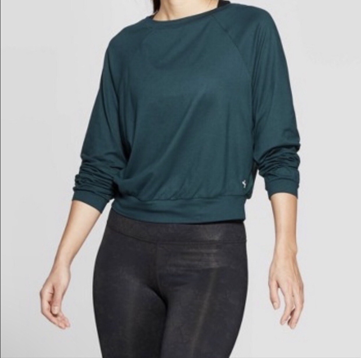 Joy Lab Long Sleeve Mesh Back TShirt Size Medium Gem