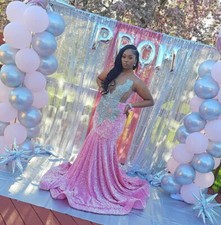 Rose - Mermaid Velvet Sequin with Silver Rhinestone Prom Dress