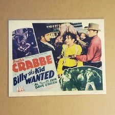 Billy The Kid Wanted Lobby Card Buster Crabbe 1948 Original 11 x 14 Revised