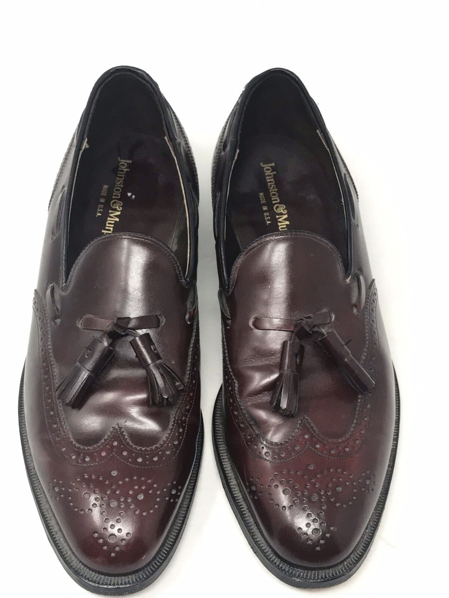 Johnston Murphy Burgundy Wingtip Slip On Oxfords Made In USA  display picture 1