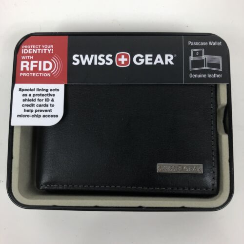 SwissGear Men's Wallet Leather Black Passcase RFID - Picture 1 of 3