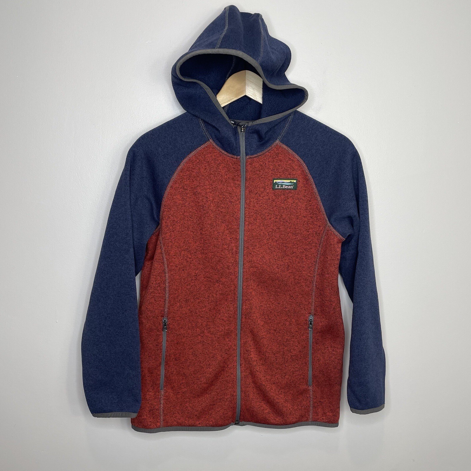 LLBEAN Youth Kids Sweater Full Zip Hoodie Fleece Size Large 1416 Navy