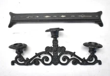 3 Tier Candle Holder 2 Piece Set black Finish w Cross Design NO HARDWARE