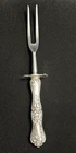 Vintage Wallace Sterling Silver Handle Meat Fork - Floral Rose Pattern