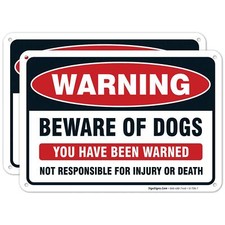 Beware of Dog Sign, You Have Been Warned, 2 Pack 10x7 Inches, 2 PK