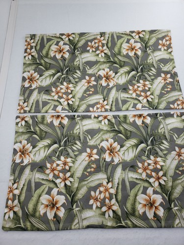 2 Victor Mills King Pillow Sham Tropical Floral Lilly Green Gray Crisp vintage - Picture 6 of 11