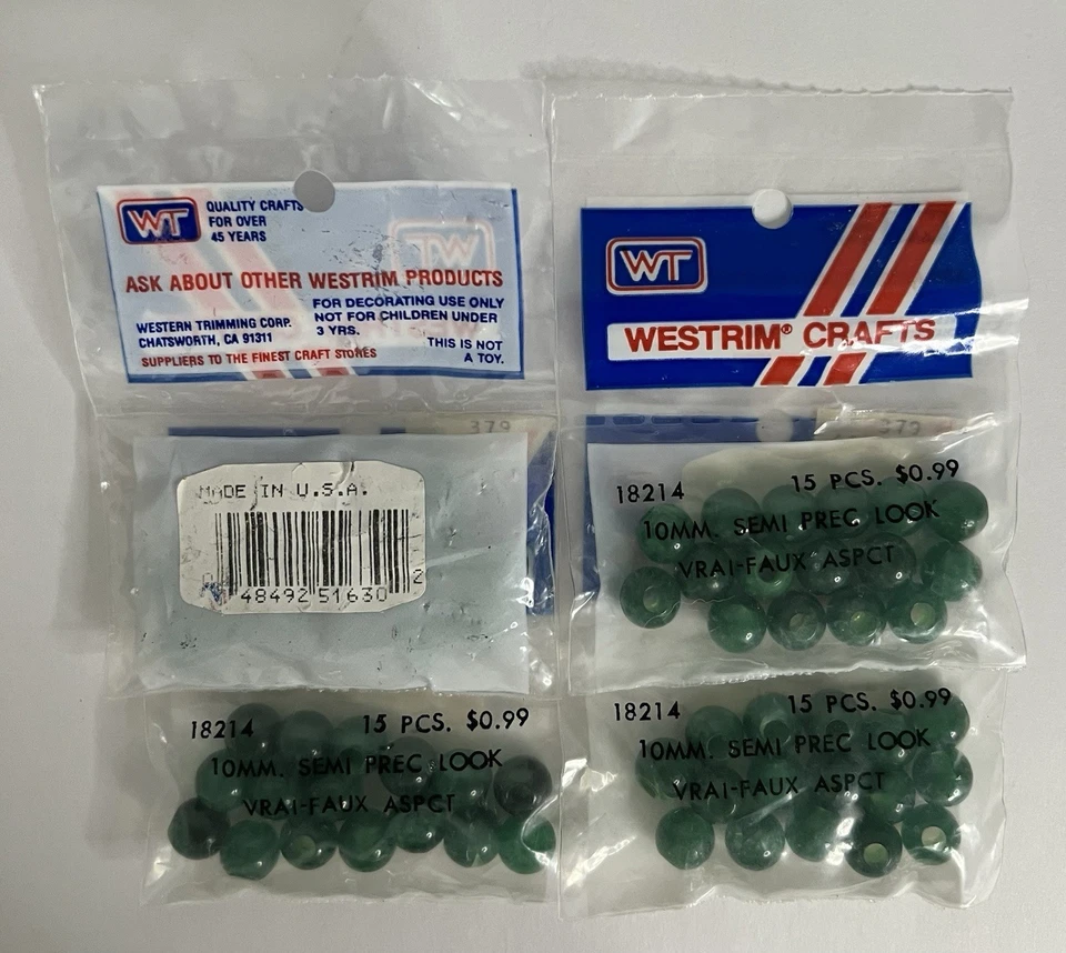 Lote antigo de 10 mm de contas verdes esmeralda Westrim Crafts 18214 - Imagem 2 de 2