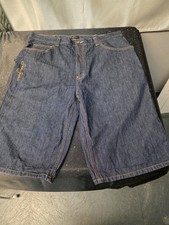 Sean John Hip Hop Baggy Jean Shorts Sz 38 Dark Wash Jorts Wide Leg Skate Shorts