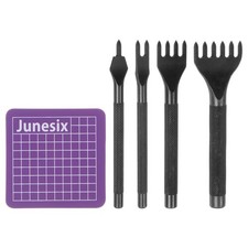 4pcs Leather Prong Punch 5mm 1/2/4/6 Prong High Carbon Steel with Cutting Mat