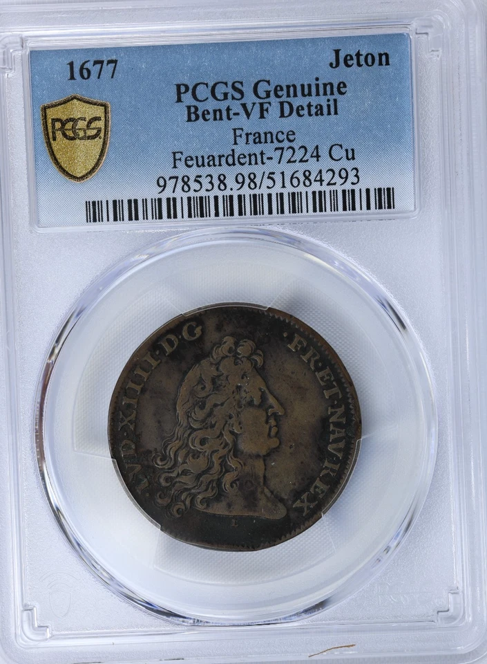 France 1677 Token Jeton Feuardent-7224 Cu Copper BN PCGS VF Details - Image 2 of 3