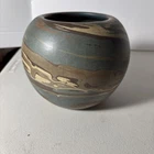 Niloak Mission Swirl Art Pottery Rosebowl Vase-1st Art Mark  6” T X 6.25”W