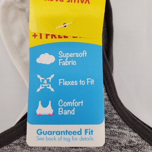 Hanes 3 Pack Everyday Comfort Bras Girl's Size L Gray/Black/White Pullover Style - Picture 4 of 5
