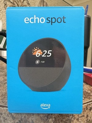 Amazon Echo Spot Smart Alarm Clock with Vibrant Sound and Alexa, Black