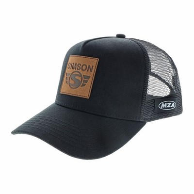 Simson Basecap Truckercap curved Unisex schwarz Lederpatch Snapback-Verschluss
