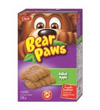 Dare Bear Paws Baked Apple Soft Snack Cookies, 240g/8.5 oz