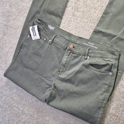 Mugsy Hydes Jeans Mens 38x36 Green Slim Straight Stretch Comfort Preppy Hipster