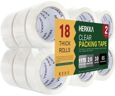 HERKKA Clear Packing Tape, 18 Rolls Heavy Duty Packaging Tape for Shipping Pa...