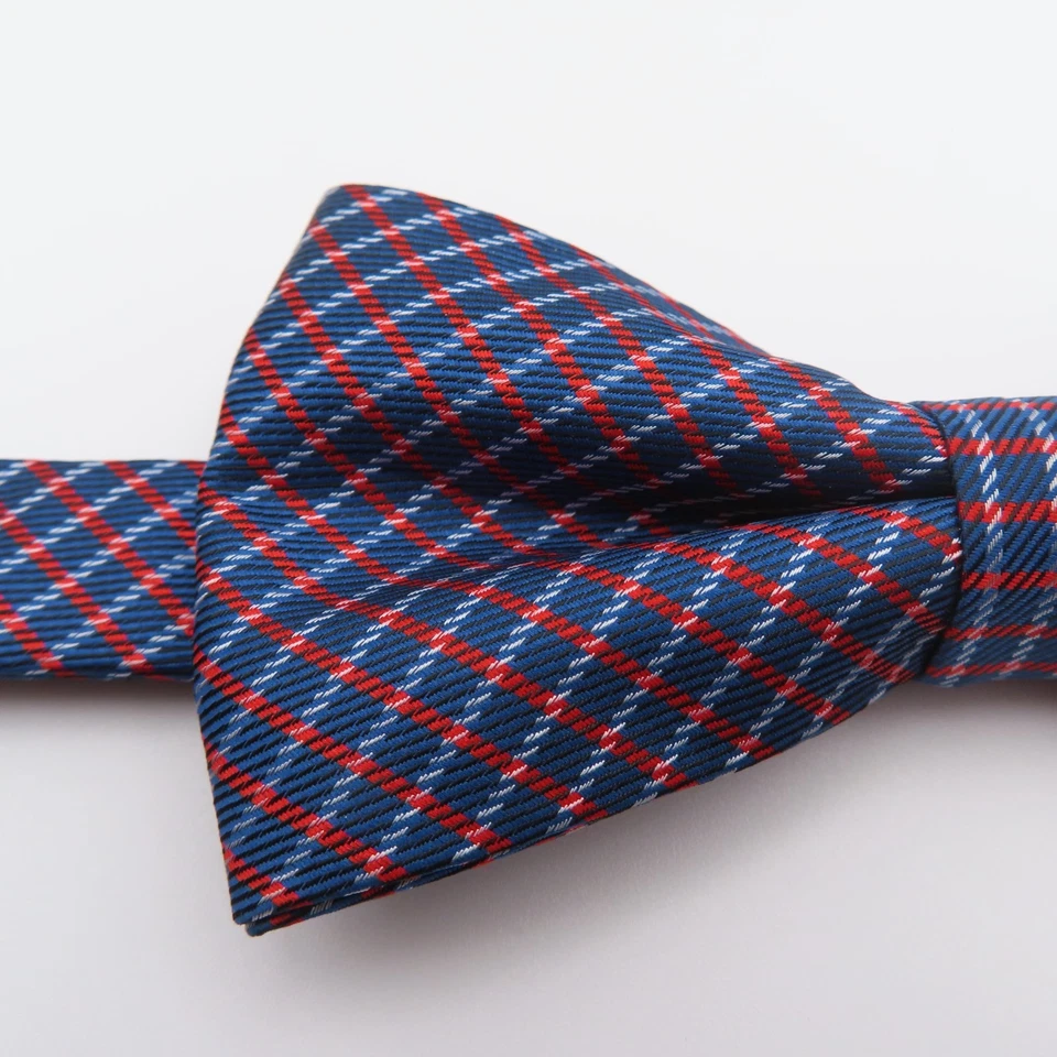 Pajarita de poliéster Wembley azul rojo blanco a cuadros 2" de ancho pre atada Foto 2 de 4