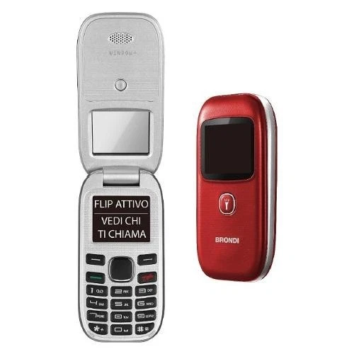BRONDI CELLULARE WINDOW+ 1,77" COLORI NUOVO DUAL SIM APERTURA A CONCHIGLIA ROSSO - Immagine 2 di 4