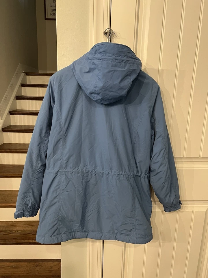 Vintage LL Bean Winter Warmer Coat Jacket Hooded Fleece XL Parka Blue Womens - Image 3 of 4