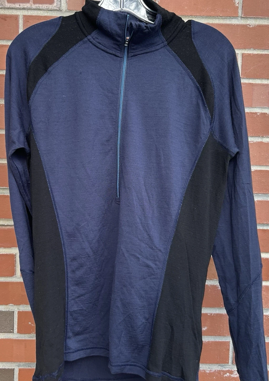 Smartwool Mens Merino Base Layer Quarter Zip Pullover Blue Sz M