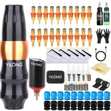 Complete Tattoo Gun Kit Machine 1200mAh Power Supply With Pro Tattoo Needles