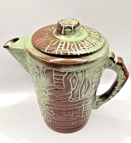 Frankoma Pottery Mayan Aztec Pitcher w/lid