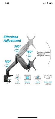 AVLT Single 17''-49'' Super Ultrawide Monitor Arm for Screens Up to 50 lbs, Pre...