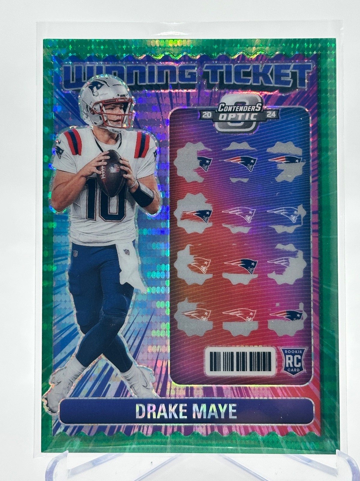 Drake Maye Panini Contenders Optic Winning Tickets #WTDME Green Pulsar