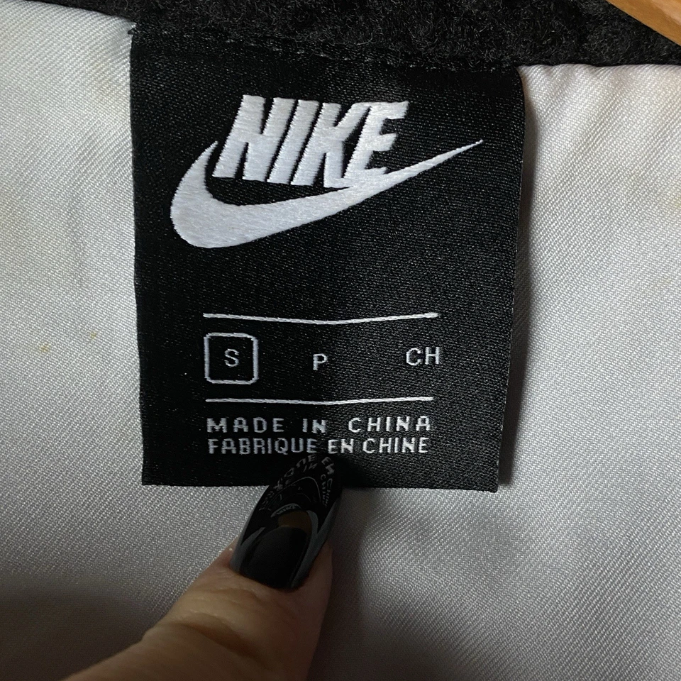 Nike Fleece Jacket Y2K Drill Big Swoosh Women’s Black Long Sleeve Size S - Image 4 of 4