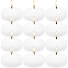 12 PCS Floating Candles 3 Inch White Unscented Dripless 10 Hour Wedding Decor