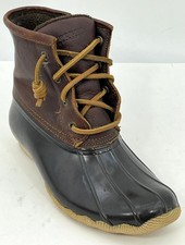 Sperry Top-Sider Saltwater Duck Boots Women's 5 Black Brown Leather Rubber